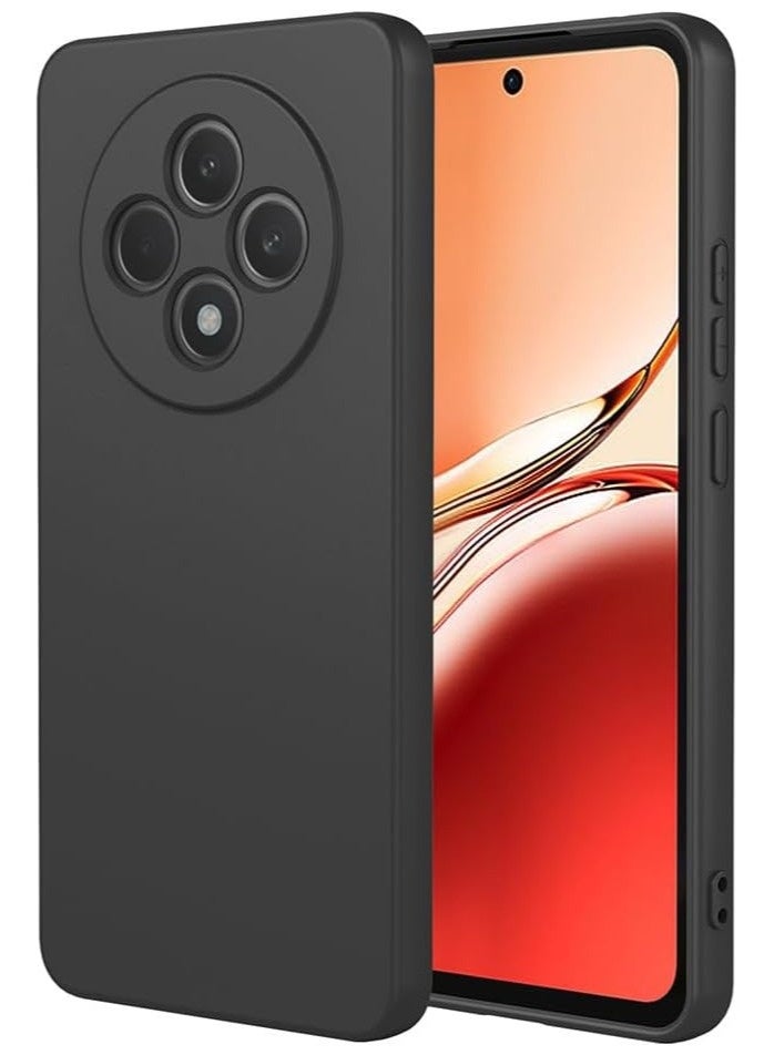 Case for Oppo Reno 12F Soft Silicone Gel Rubber Cover Shockproof Matte Finish Back Cover Inner Fabric Lining with Camera Protection Case for Oppo Reno 12F Black